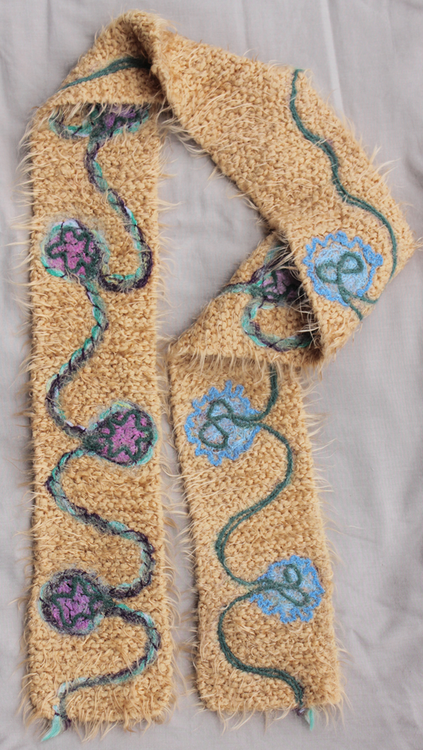 Warm Garland scarf - knitted and needle felted