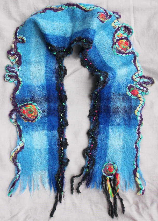 Winter Garden scarf - woven and needle felted wool